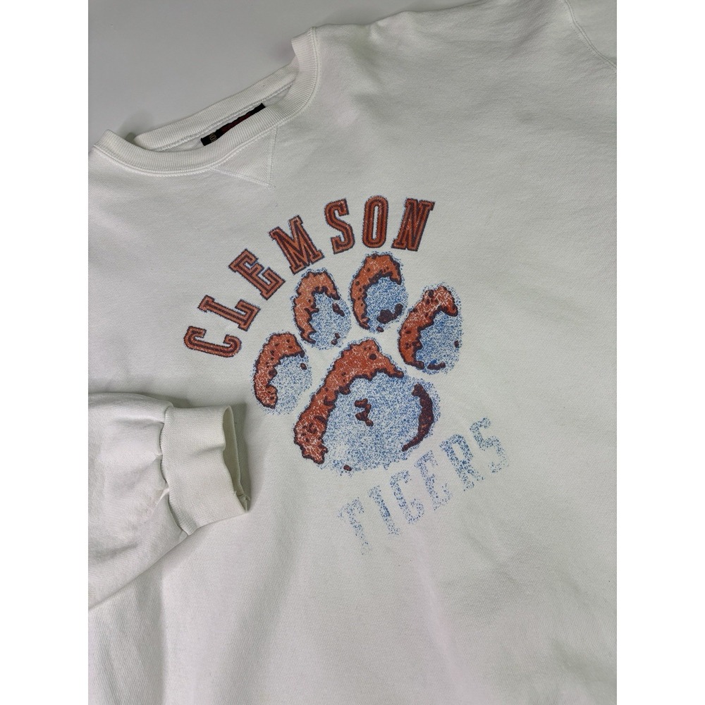 Vintage Soffe Clemson University Tigers Sweatshirt Men XL Distressed Logo W Flaw